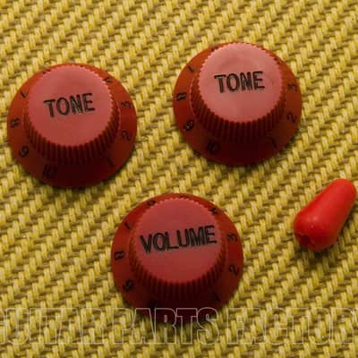 PK-0178-026 Red Knob Set For Strat Guitar 1 Volume/2 Tones & Switch Knob