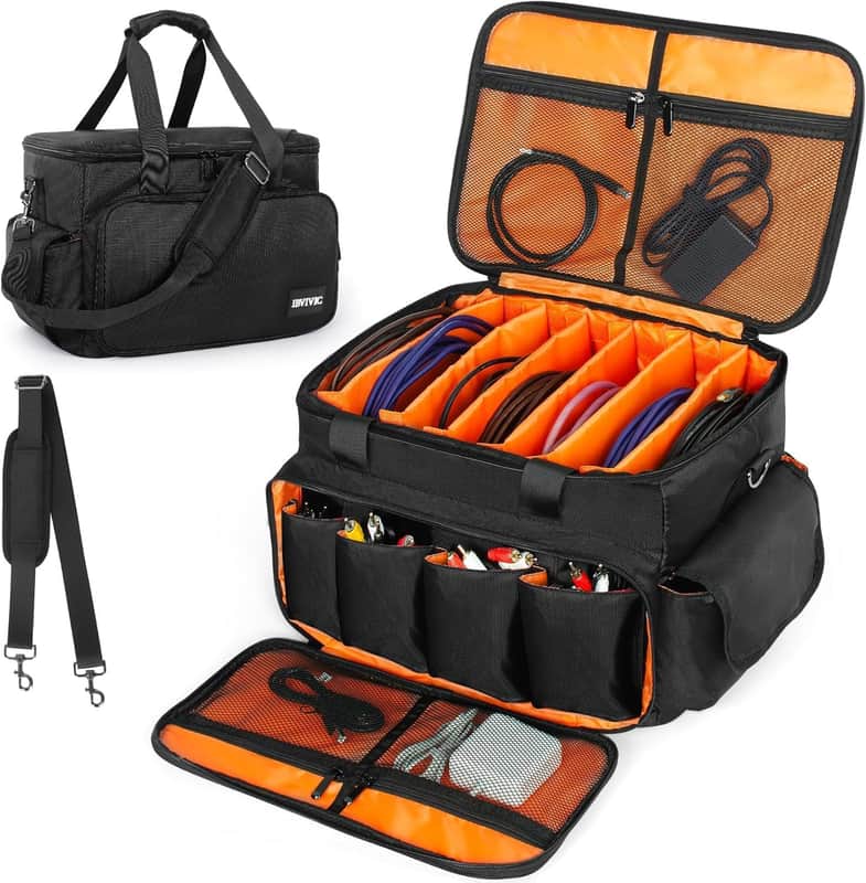 Gig Band Cable File Bag With Adjustable Dividers Dj Gig Bag for Cables, Cords,DJ Gear,Sound Instrument and Accessories 16L x 11W x 12H inch image 1