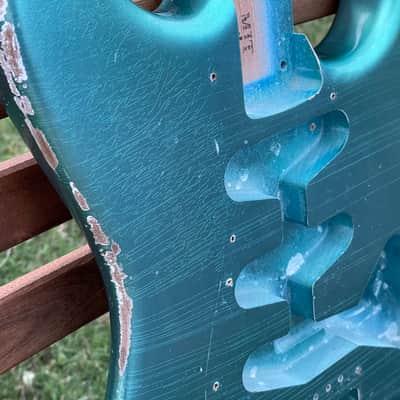 MJT Stratocaster body fits Fender 2015 *Metallic* Lake placid blue relic. Amazing finish checking! image 10