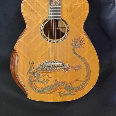 Blueberry Handmade Baritone Acoustic Guitar Dragon Motif image 2
