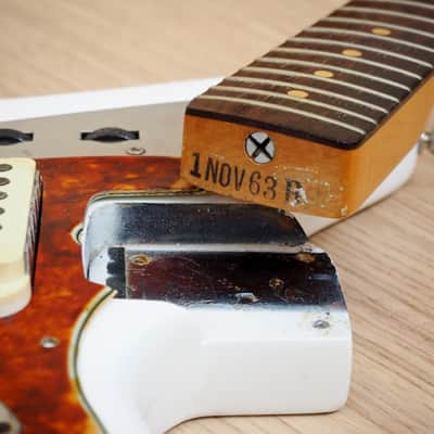 1963 Fender Jaguar Vintage Offset Electric Guitar Pre-CBS Olympic White w/hc image 17