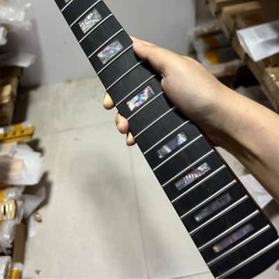 AAAA Reversed 22fret Ebony Abalone inlay Roasted Flame Maple guitar neck part image 1