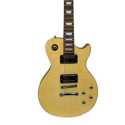 HardLuck Kings Bossman HLK Series LP Style Electric Guitar, FMT, Natural image 1