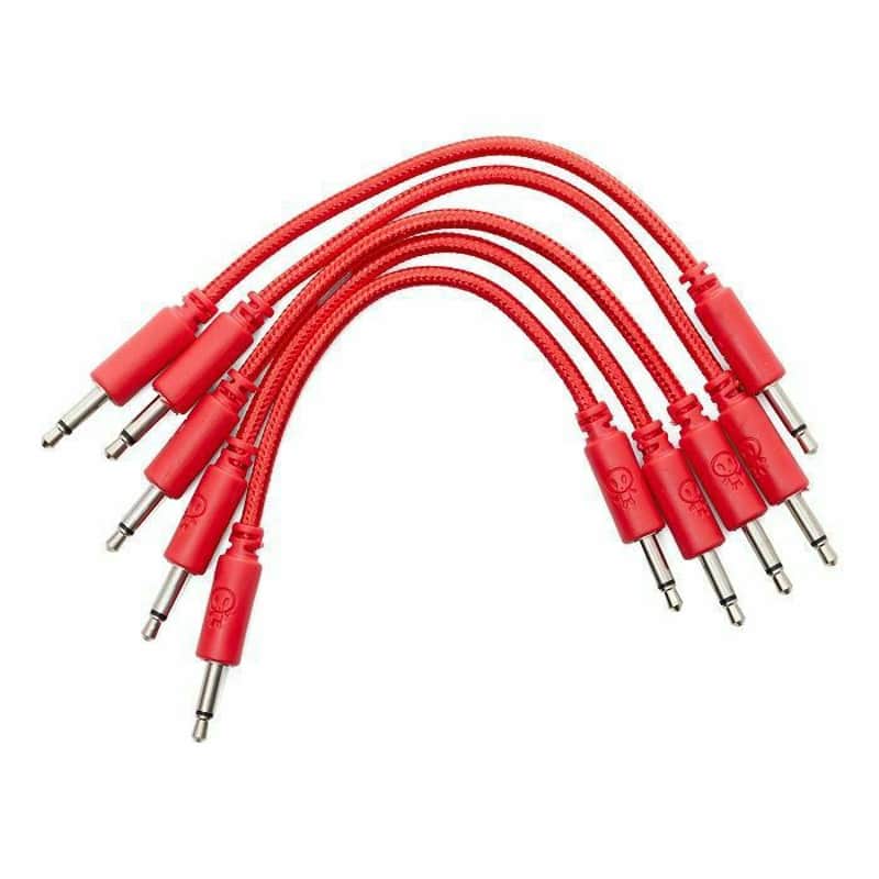 Erica Synths 3.5mm TS Mini-Jack Plug Braided Patch Cables (10cm/red/pack of 5) image 1