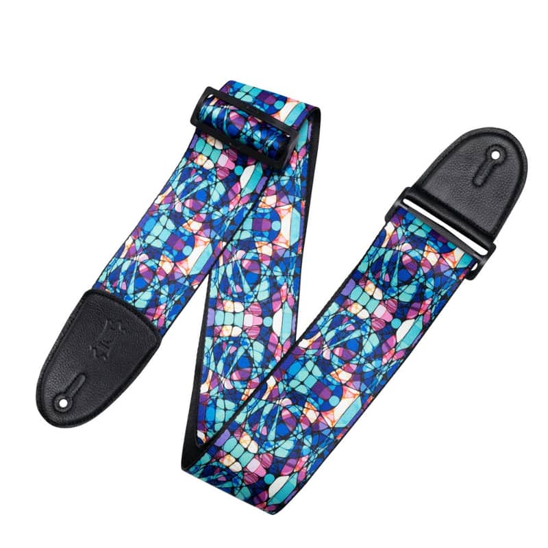 Levy's 3" Stained Glass Pattern Poly Guitar Strap - Blue Mirage image 1