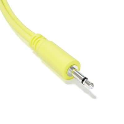 ExcelValley [Yellow | 90 cm - 35.43"] 5-Pack - Right Angle Hopscotch Mono Splitter Y Patch Cables TS 3.5mm 1/8" Eurorack Synth image 3