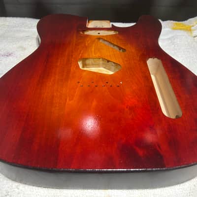 Cherry Burst Basswood T-style guitar body - Made in USA! image 6