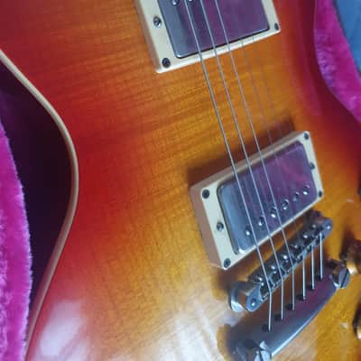 Solid Flame Maple Top Greco Egf-1800 Sunburst Super Real 1981 DryZ Brazilian Fretboard 1 piece body - Neck split - read descriptions image 14