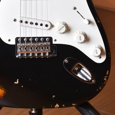 Fender Custom Shop Stratocaster 1955 Heavy Relic Aged Black over 2 Tone Sunburst 30th Anniversary #045 image 15
