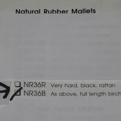 ONE pair new old stock (with packaging) Malletech NR36B Xylo/Bell Mallets - Natural Rubber, Very Hard, 1 & 1/8" Round Black Heads // Birch Handles (from around 2019) Made in USA image 3