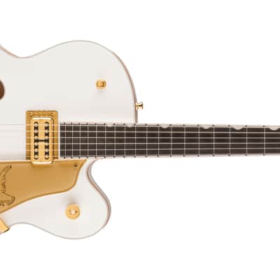 Gretsch Falcon Hollow Body with String-Thru Bigsby and Gold Hardware Ebony FB White with Case image 1