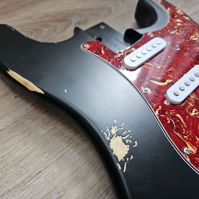 Reliced Sunburst Loaded Guitar Body w/ Noiseless 60's Pickup, Red Tortoise Pickguard image 5