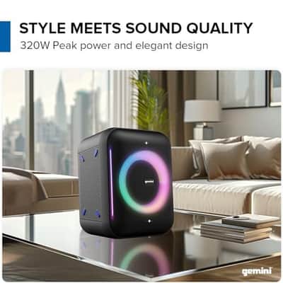 Gemini Sound GRV-650L UltraRave | 320W Portable Bluetooth Speaker with Dynamic LED Lighting & Wireless Microphone | USB, Aux, TWS Stereo Pairing | Ideal for Home, Parties, Karaoke image 2