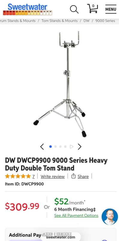 DW DWCP9900 9000 Series Heavy Duty Double-Braced Dual Tom Stand