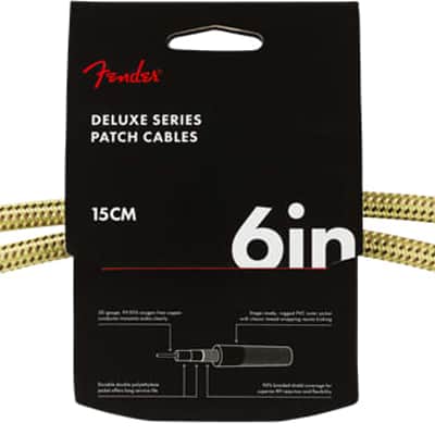Fender Deluxe TWEED Electric Guitar/Instrument Patch Cables, 2-Pack, 6" in.