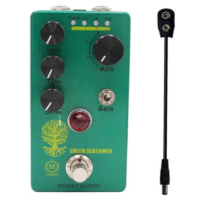 Mosky GREEN SCREAMER Booster Overdrive Guitar Effect Pedal  T T Circuit SD1 M Tone Level + 9v Battery Cable