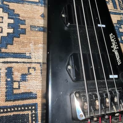 1988 Washburn Japan Bantam Headless Bass Steinberger Copy Mate Black image 8