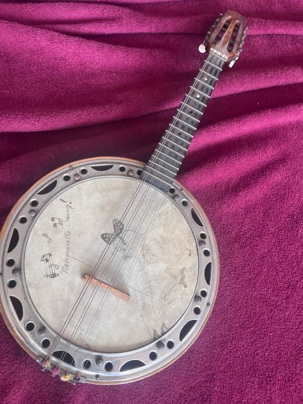 Antique Banjo/Mandolin Banjolin w/ calfskin head image 1