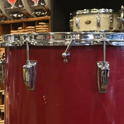 VINTAGE 1960's Ludwig 24x16 Cocktail drum w/ Snares in Red Duco image 4