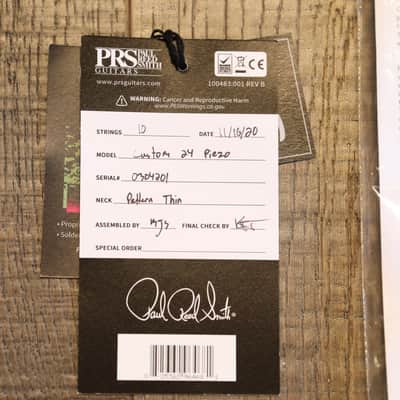 Minty! 2020 PRS Custom 24 Piezo Electric Guitar Sunburst + OHSC image 11