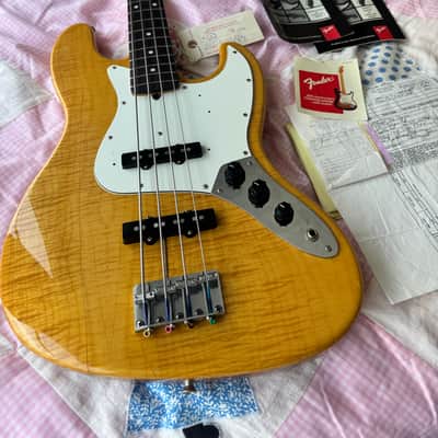 Fender MIJ JB-62 Foto Flame Jazz Bass + Documention 1994 - 1996 - Natural image 1