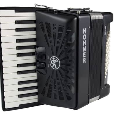 Hohner Bravo II 48 Piano Accordion w/ Gig Bag & Straps in Black BR48BLK image 1