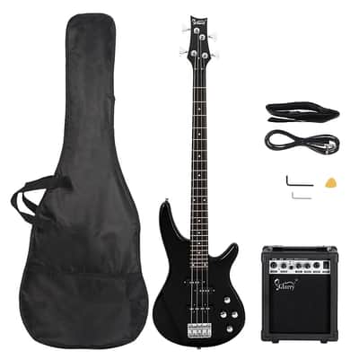 Glarry GIB 4 String Full Size Electric Bass Guitar SS pickups and Amp Kit - Black image 6