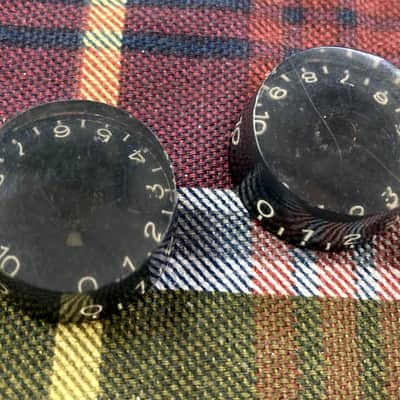 Two Black Vintage 1960s 1970s Japan Guitar Speed Knobs ~ Lawsuit-Era Les Paul image 1