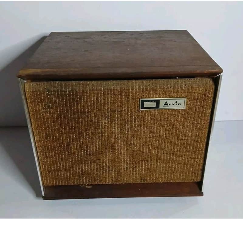 Single Rare Vintage Arvin Powered Speaker Wood MCM Audio Speaker Box READ image 1