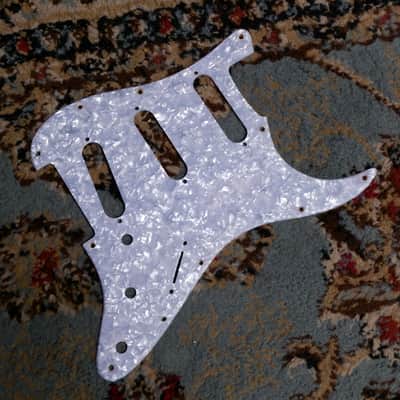 Warmoth Strat-style Pickguard One Ply 1-Ply 11 Hole - White Pearloid image 1