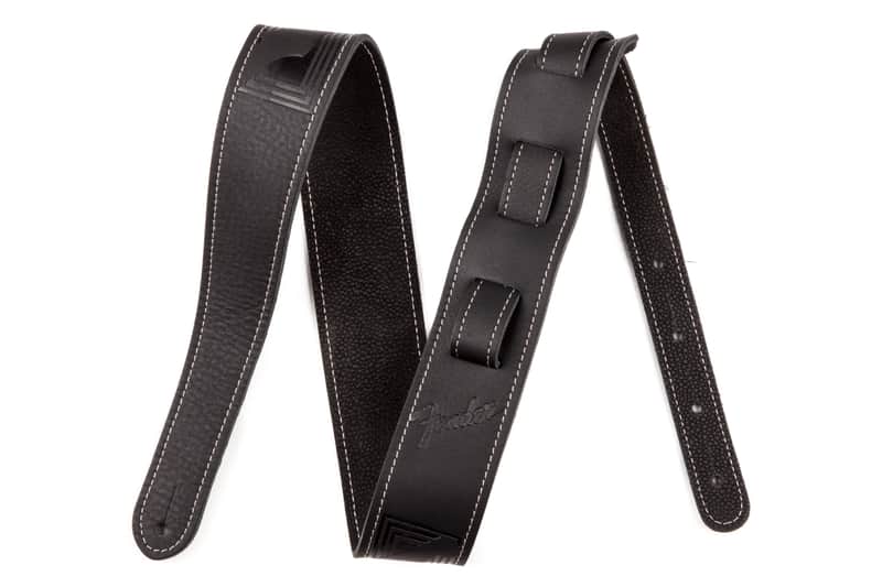 Fender® Monogram Leather Strap, Black Guitar Strap, Part Number #0990681006 image 1