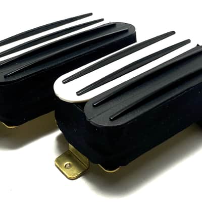 Quad Rail Humbuckers, 4 Blade Rail Style Overwound Passive 23K Pickup Set ~ White Black Zebra #3 Black Rails image 2