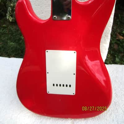 Hondo H76 Stratocaster Guitar, 1980's, Korea, Red, Fresh Setup image 7