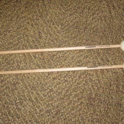 ONE pair new old stock (with packaging) Malletech OR45B Orchestra Series Mallets (Bells, Xylophone, Glock and multi-percussion) 1 and 1/8" Hard Heavy White Ball Heads, Orchestra Length Birch Handles (from around 2019) Made in USA image 5