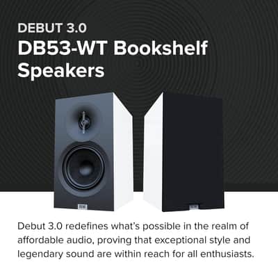 ELAC Debut 3.0 DB53-W Bookshelf Speakers, White (Pair) - 1” Aluminum Dome Tweeter & 5.25” Aramid Fiber Woofer - 2-Way Bass Reflex - 48Hz to 38KHz Response image 2