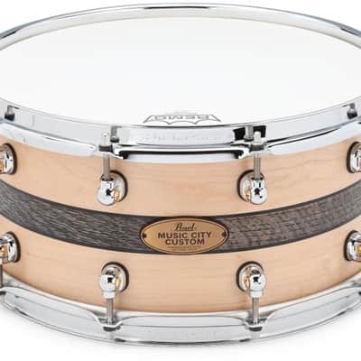 Pearl Music City Custom Craftsman Select Solid Maple Snare Drum - 6.5 inches x 14 inches  Natural with Bourbon Barrel In image 2