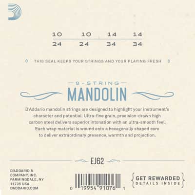 D'Addario EJ62 80/20 Bronze Mandolin Strings, Light, 10-34 imagen 3
