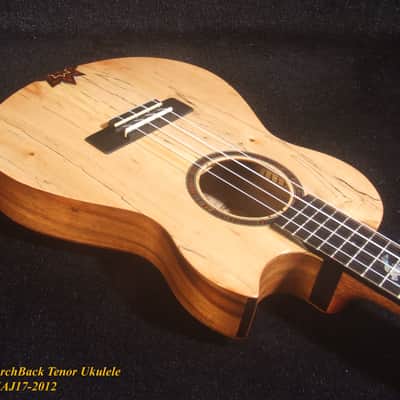 Handmade Cutaway Tenor Ukulele, Solid Spalted Maple & Curly Maple, Archback, Dove Inlay, Soft-bag, Bruce Wei UAJ17-2012 image 3
