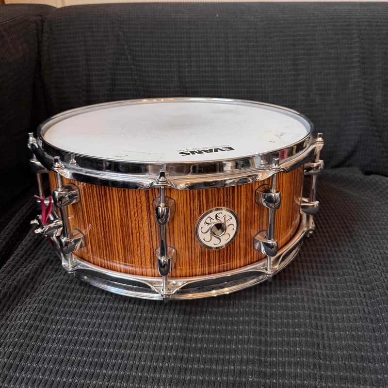 Sakae 14" x 5.5"  Special Mahogany Zebra Wood Snare Drum image 1
