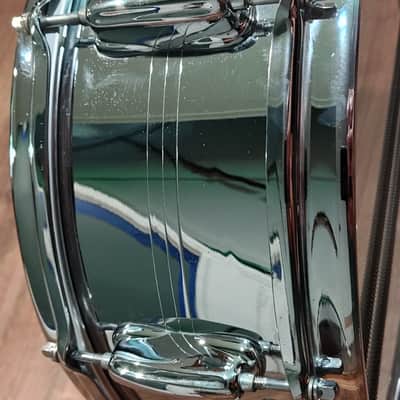 Slingerland No. 130 Gene Krupa Sound King 5x14" 8-Lug Chrome Over Brass Snare Drum with Zoomatic Strainer 1963 - 1977 - Chrome image 6