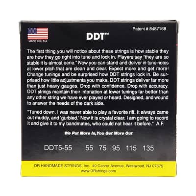 DR DDT5-55 Drop Tuning Bass Guitar Strings; 5-String gauges 55-135 image 2