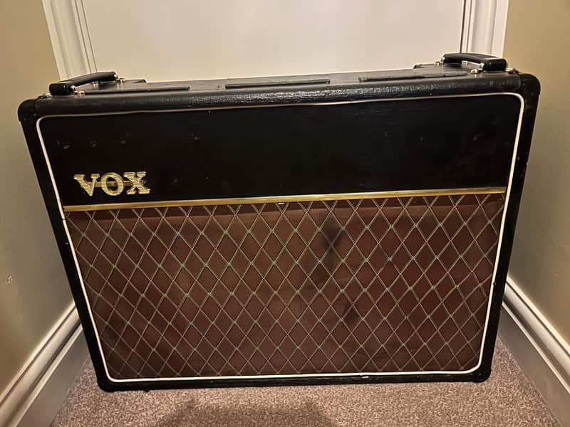 1964 Vox AC-30/6 Twin 3-Channel 30-Watt 2x12" Guitar Combo 1963 - 1965 - Black with Brown Diamond Cloth (Bass Model) image 1