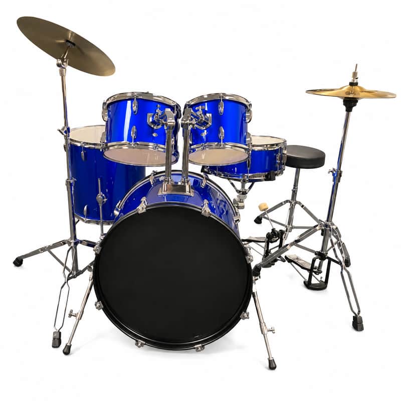 Perfekt Gear Full-Size Complete Drum Kit with Hardware & Cymbals – Blue image 1