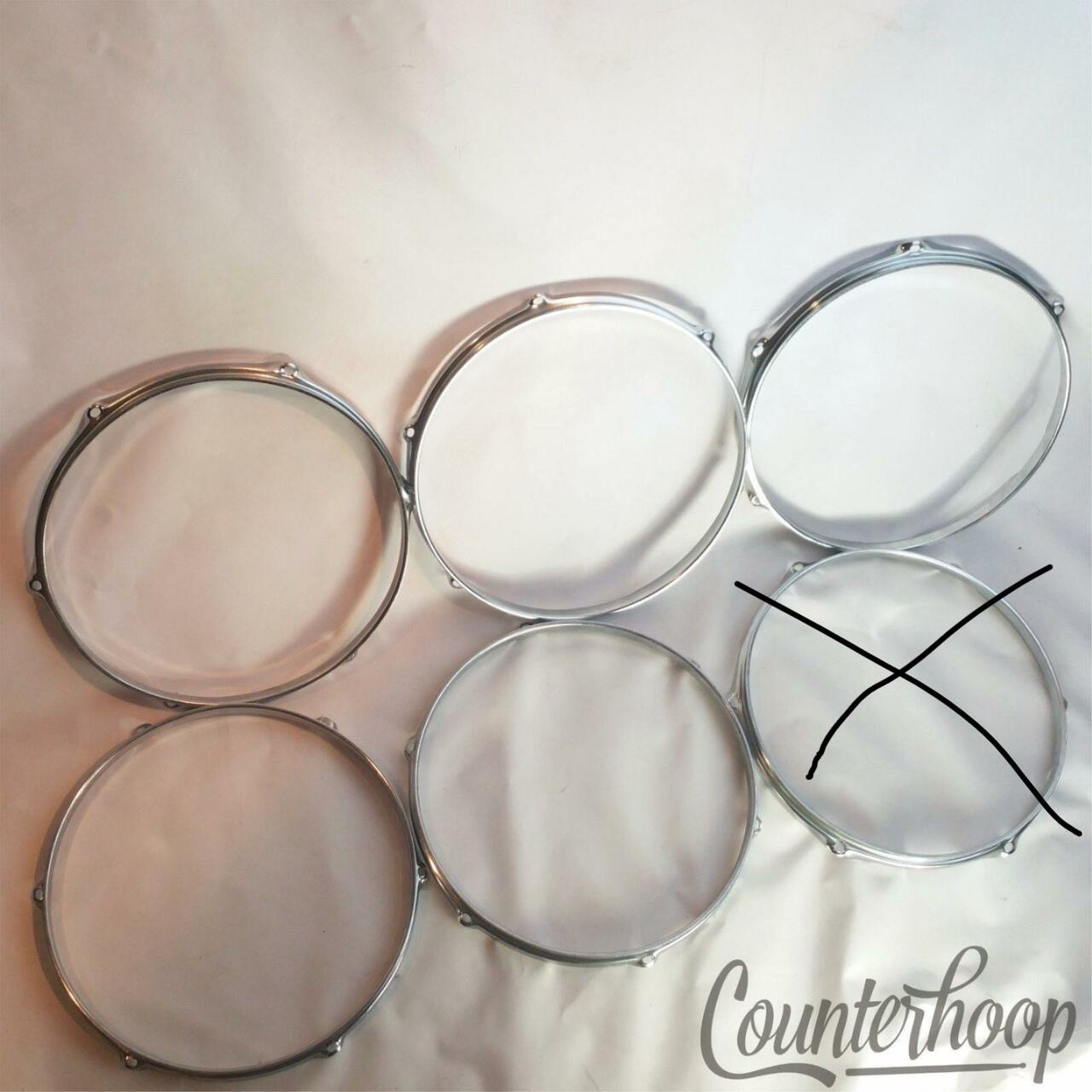 Pearl 5x 12"Tom Drum Rims/Hoops Triple-Flange Chrome 6-Lug Hole 60s-70s Vintage — main photograph