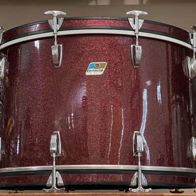 1970's Ludwig 3-Ply Burgundy Sparkle 15x26 13/14/16/18/26 Drum Kit Re-Wrap image 9