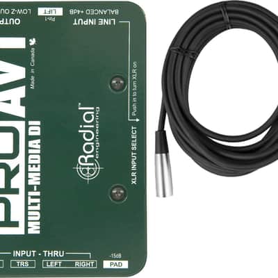 Radial Engineering ProAV1 Passive MultiMedia Direct Box DI w/ Mic Cable image 2