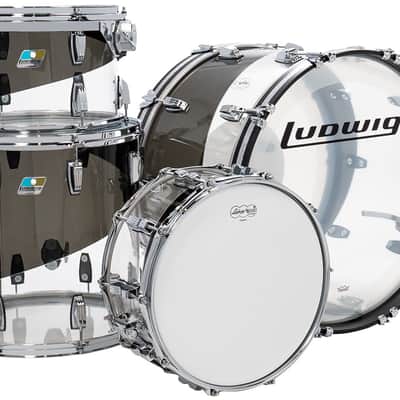 Ludwig Vistalite 50th Anniv Fab 9x13 / 16x16 / 14x22 W/ 6.5x14 Snare Pat E Clear Smoke IN STOCK image 1