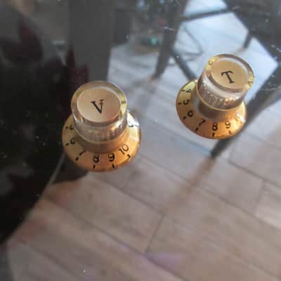 Vintage 1960s Pair Univox Gold Guitar Knobs Japan Fits Teisco image 1