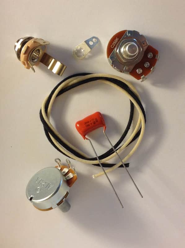 Lefty Wiring Harness Kit For P Bass US Spec Pots .068uf 225P NOS Orange Drop Cap image 1