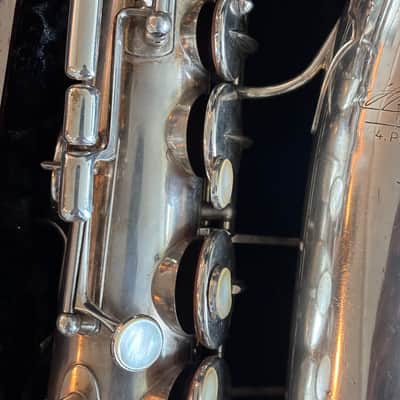 1931 Selmer Paris "Cigar Cutter" Super Sax Alto Saxophone, Silver Plate image 4